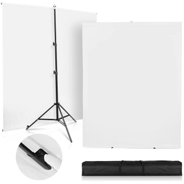 Balts foto fons ar statīvu 1,5 x 2 m, uzlabots fot
