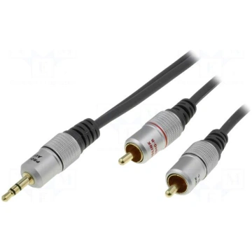 Cable | Jack 3.5mm plug,RCA plug x2 | 1.8m | black