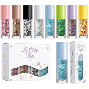 Spilgti mirdzošs sejas gliters, ilgstošs spīdums,