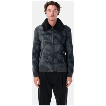 Sword eco-leather biker jacket with shearling coll
