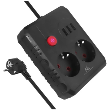 Maclean power strip extender 2 sockets + 3xUSB 110