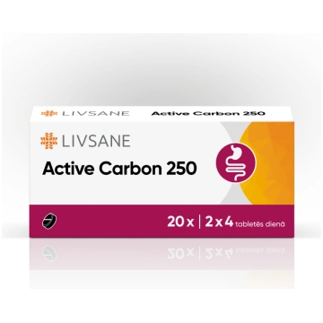 LIVSANE Active Carbon 250 mg tabletes N20