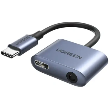 Ugreen CM231 USB-C uz USB-C + Mini Jack 3.5mm audi