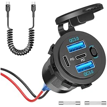 (4 savienojumi 90 W) USB C PD ligzda 12 V Automobi