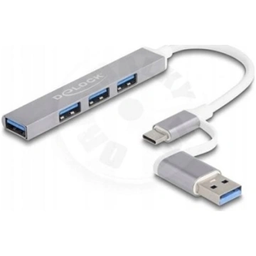 Delock 4 Port Slim USB Hub with USB Type-C™ or USB