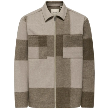 ONLY & SONS - Onswake Checked Zip Overshirt - izmē