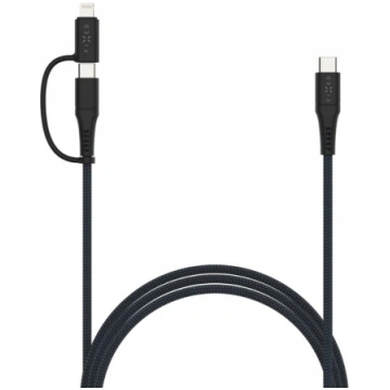 Kabel USB Fixed USB-C - USB-C + Lightning 3 m Szar