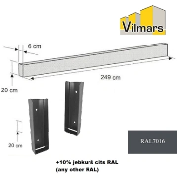 PASĒTAS ST.MET. 20*6CM RAL7016 001171