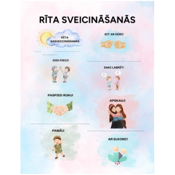 Rīta sveicināšanās - Drukātas darba lapas