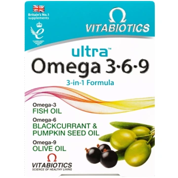 VITABIOTICS Ultra Omega 3-6-9 kapsulas, 60 gab