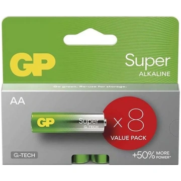 4+4 GP Super Alkaline 1 5V AA Mignon LR06 Rel. 030