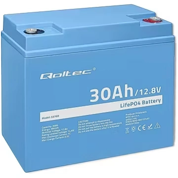 Qoltec LiFePO4 battery 12.08V, 30Ah, 384Wh, BM (53