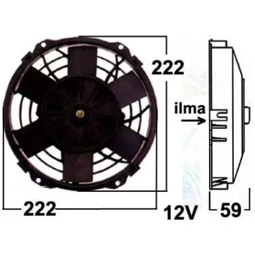 Ventilators 12V, 8″, izsūcošs