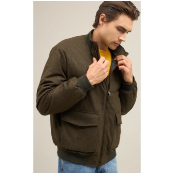 Green Prince of Wales Flannel Bomber Jacket - 50