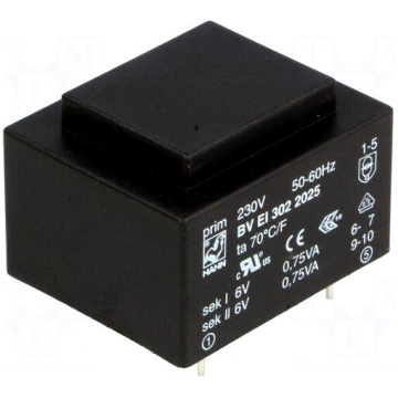Transformer: encapsulated | 1.5VA | 230VAC | 6V | 