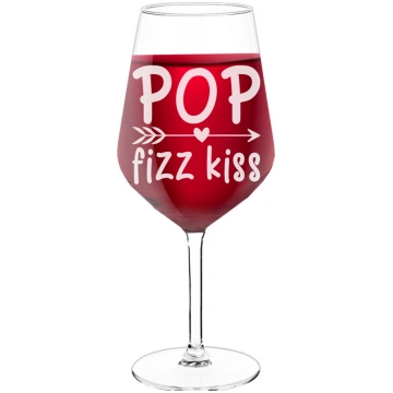 Vīna Glāze Ar Gravējumu ar Uzrakstu - "Pop Fizz Ki
