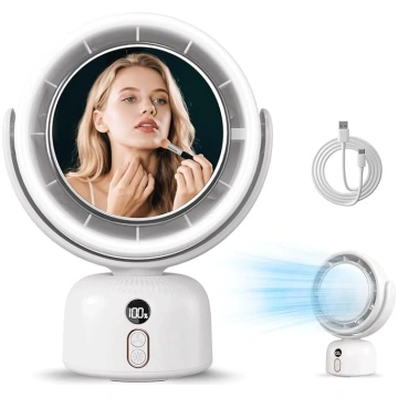 MERTTURM Balts galda ventilators ar spoguļa gaismu