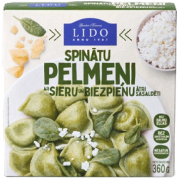 Pelmeņi spinātu ar biezpienu un sieru LIDO 360g