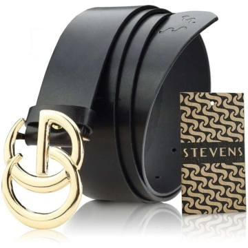 Ādas josta sievietēm STEVENS, melna