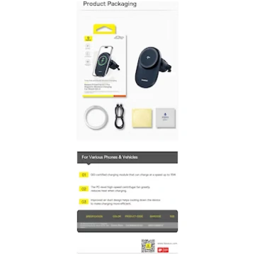 Baseus PrimeTrip VC1 Pro z ładowarką indukcyjną Qi