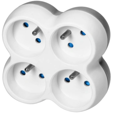 Power socket splitter 4x2P+E, white-grey Ornobalti