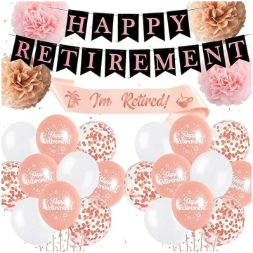 Laimīgu pensionēšanās rotājumi Balloons Banner - R