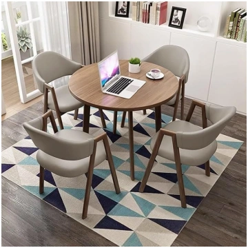 Dining Table with 4 Chairs, Modern Round Kitchen T