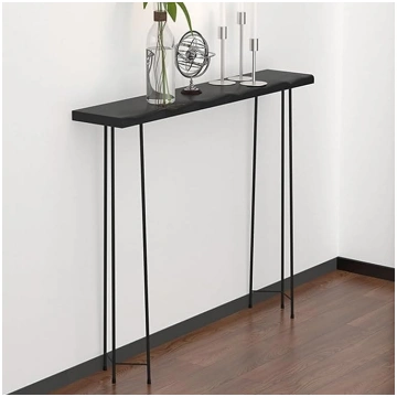 Narrow Console Table, Black with Non-Slip Foot Pad