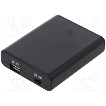 Holder; AA,R6; Batt.no: 4; Socket USB; black; with