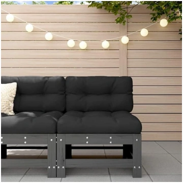 Homgoday Garden Middle Sofa Grey Solid Pine Sofas 