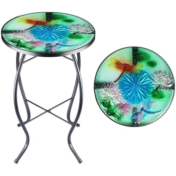 MUMTOP Side Table Patio Mosaic Outdoor 14 Inch Dra
