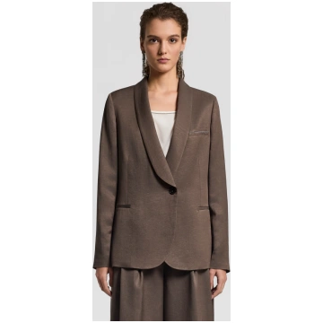 Fluid viscose and linen twill single-breasted blaz