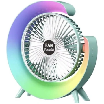 USB galda ventilators, 5 krāsu LED apgaismojums, 3