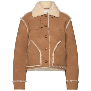 Monki - Faux Leather Shearling Jacket - izmērs XXS