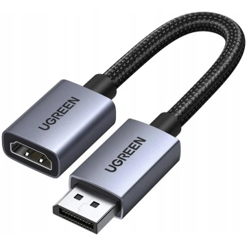 UGREEN DisplayPort uz HDMI kabelis 4K 20 cm, pelēk