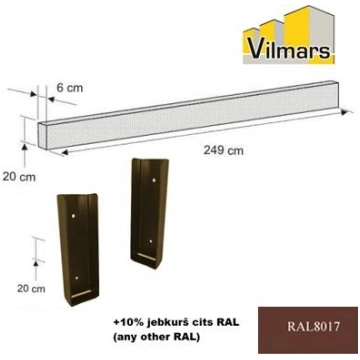 PASĒTAS ST.MET. 30*6CM RAL8017 001174