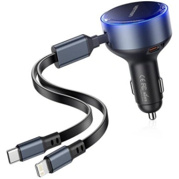 Vention Automašīnas lādētājs ar trim USB-C/Lightni