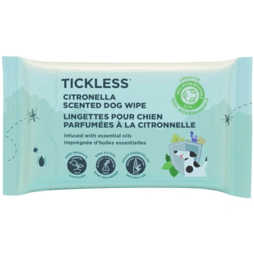 SALVETES TICKLESS CITRONELLA DOG WIPE N20 SUŅIEM