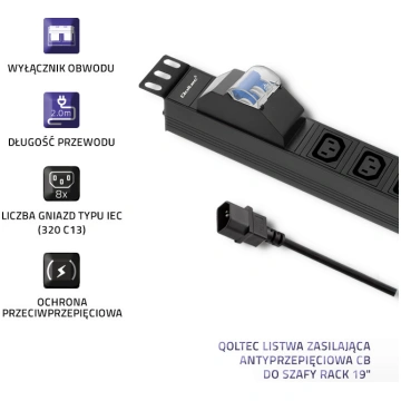 PDU power strip for RACK 19" with CB | 1U | 10A | 