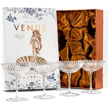 Venus kokteiļu glāzes Martini un šampanieša glāzes