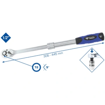 Teleskopiskā sprūdatslēga 1/2´´, 305-445mm, Brilli
