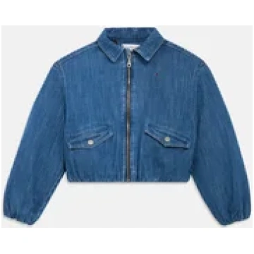 BACK LOGO BOXY DENIM BOMBER JACKET - Džinsa auduma